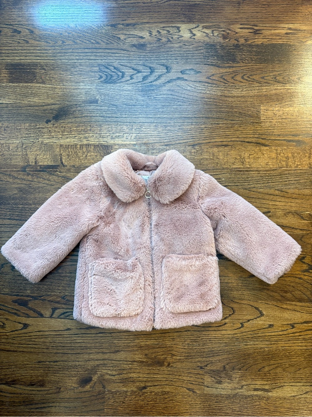 H&M Girls Plush Pink Faux Fur Pea Coat